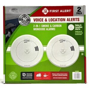 NIB FIRST ALERT 10-year Battery 2-in-1 Smoke & Carbon Monoxide Alarms, 2-pack